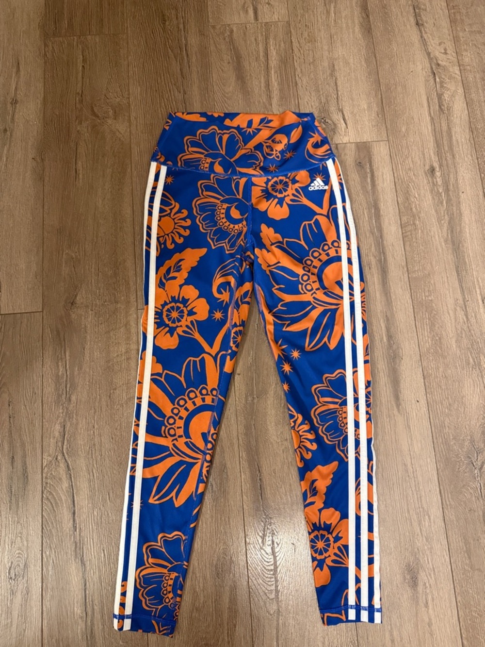 adidas Blue & Orange Floral Print Leggings